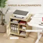 Mueble para Impresora con Ruedas Multifuncional con Estantes con Amplio Espacio de Almacenaje 60x50x65,5 cm Natural
