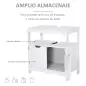 Armario para Debajo de Lavabo Gabinete de Baño con Estante 2 Puerta de Almacenamiento Dispositivo Antivuelco Resistente a la Hum