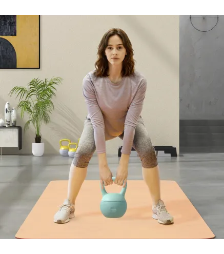 Pesa Rusa 4 kg Kettlebell Relleno de Arena Metálica y Mango Antideslizante para Entrenamiento en Casa 19x15x25 cm Verde