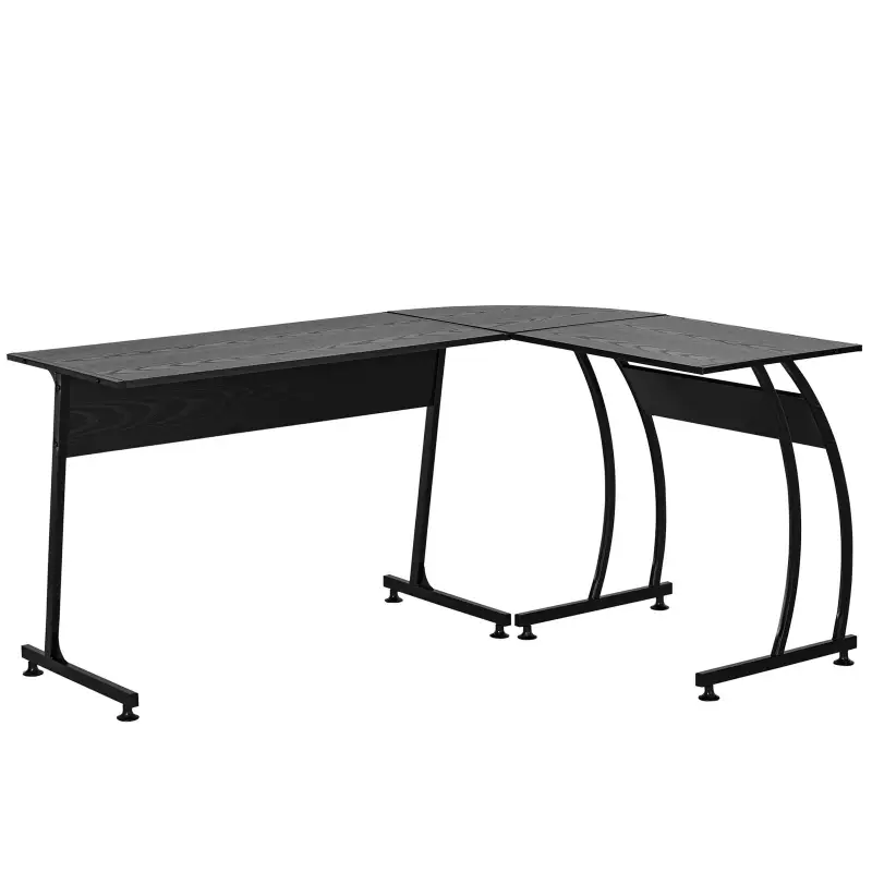 Mesa de Computadora en Forma de L Escritorio para Estudio Oficina Minimalista Moderno con Gran Espacio 112,5x152x74 cm Negro