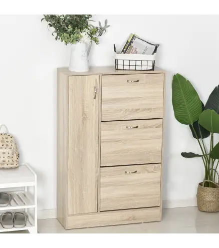 Armario Zapatero de 2 en 1 para Zapatos Mueble Almacenaje Paraguas Gran Espacio Estante Ajustable en 2 Niveles Capacidad de 12 p