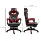 Silla Gaming Ergonómica Silla de Escritorio de Oficina Regulable en Altura Reclinable Respaldo 65x70x118,5-128,5cm Rojo