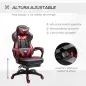 Silla Gaming Ergonómica Silla de Escritorio de Oficina Regulable en Altura Reclinable Respaldo 65x70x118,5-128,5cm Rojo
