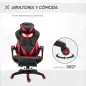 Silla Gaming Ergonómica Silla de Escritorio de Oficina Regulable en Altura Reclinable Respaldo 65x70x118,5-128,5cm Rojo