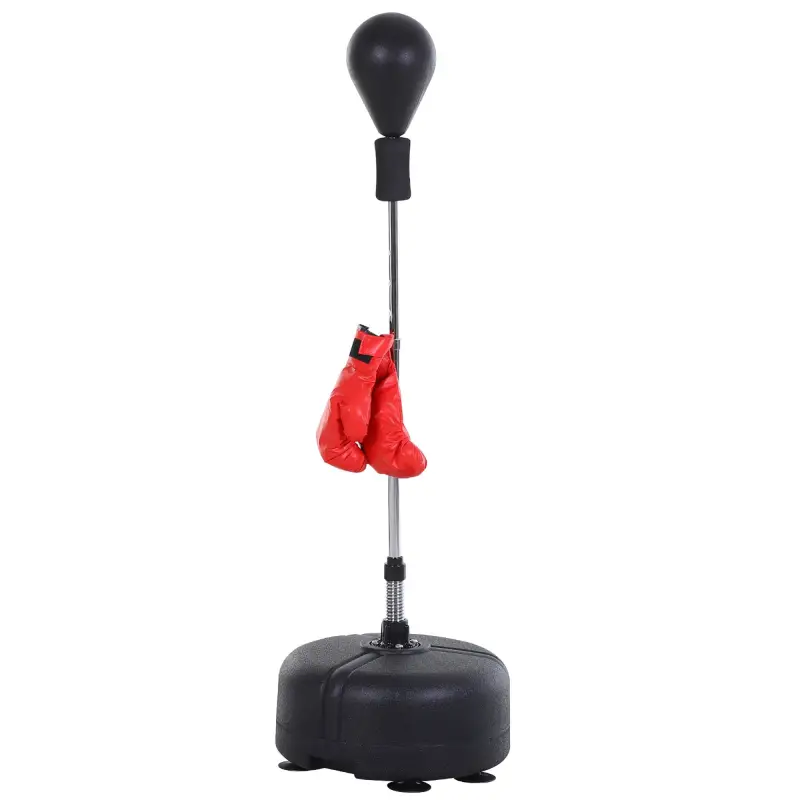 Saco de Boxeo de Pie con Altura Ajustable en 136-154 cm y Base Rellenable Pera de Boxeo con Soporte y Guantes Negro Saco de Boxeo de Pie con Altura Ajustable en 136-154 cm y Base Rellenable Pera de Boxeo con Soporte y Guantes Negro