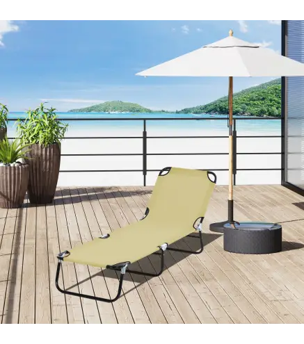 Tumbona Plegable Reclinable con Ángulo Ajustable de 5 Posiciones para Jardín Exterior Piscina Terraza Camping Carga 120 kg 188x5