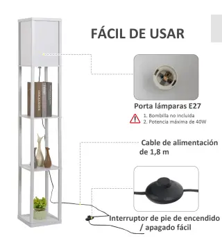 Lámpara de Pie con Estantes