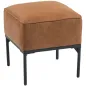 Reposapiés Salón Taburete Bajo Tapizado en PU con Patas de Acero Acolchado Grueso Otomana para Sofá Marrón
