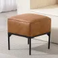 Reposapiés Salón Taburete Bajo Tapizado en PU con Patas de Acero Acolchado Grueso Otomana para Sofá Marrón