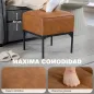 Reposapiés Salón Taburete Bajo Tapizado en PU con Patas de Acero Acolchado Grueso Otomana para Sofá Marrón