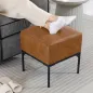 Reposapiés Salón Taburete Bajo Tapizado en PU con Patas de Acero Acolchado Grueso Otomana para Sofá Marrón
