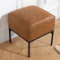 Reposapiés Salón Taburete Bajo Tapizado en PU con Patas de Acero Acolchado Grueso Otomana para Sofá Marrón