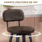 Juego de 2 Taburetes de Bar, Sillas de Bar Giratorio 360° Tapizado en Cuero Sintético con Respaldo y Reposapiés Negro Juego de 2 Taburetes de Bar, Sillas de Bar Giratorio 360° Tapizado en Cuero Sintético con Respaldo y Reposapiés Negro