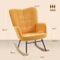 Silla Mecedora de Borreguito Sillón Balancín Oscilante 40° con Patas de Madera de Haya Carga 120 kg 71x98x101cm Amarillo