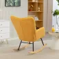 Silla Mecedora de Borreguito Sillón Balancín Oscilante 40° con Patas de Madera de Haya Carga 120 kg 71x98x101cm Amarillo