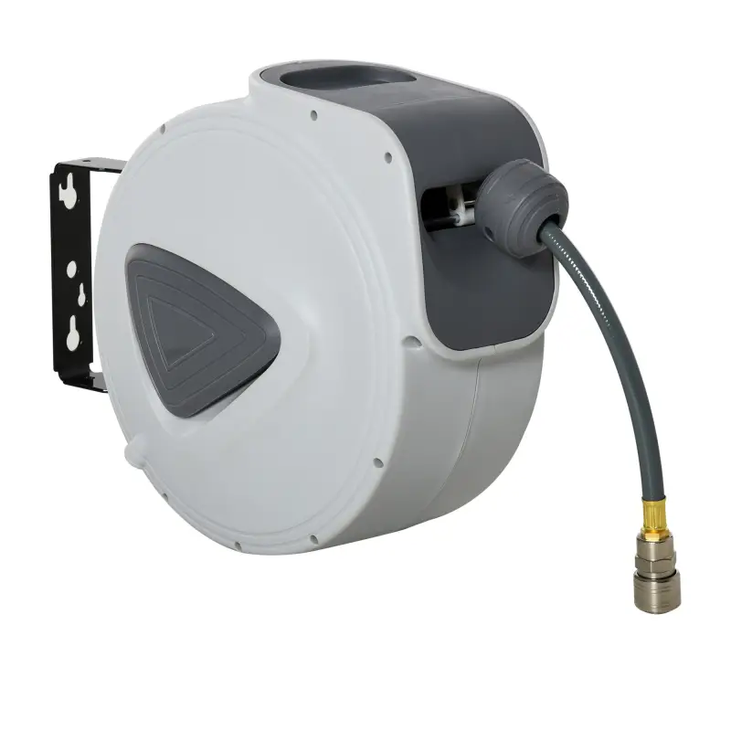 Carrete de Manguera de Aire Comprimido Automático de 15 m Conector de 1/4'' BSP con Soporte para Pared Giratorio 180° Diámetro I