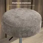 Taburete de Bar con Almacenaje Altura Ajustable Taburete de Cocina Redondo Giratorio Tapizado en Chenilla Gris