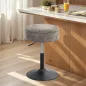 Taburete de Bar con Almacenaje Altura Ajustable Taburete de Cocina Redondo Giratorio Tapizado en Chenilla Gris