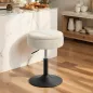 Taburete de Bar con Almacenaje Altura Ajustable Taburete de Cocina Redondo Giratorio Tapizado en Chenilla Beige