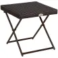 Mesa de Terraza Exterior de Ratán PE Plegable con Patas Cruzadas y Marco de Acero para Patio Balcón 40x40x40 cm Marrón Mesa de Terraza Exterior de Ratán PE Plegable con Patas Cruzadas y Marco de Acero para Patio Balcón 40x40x40 cm Marrón