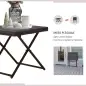 Mesa de Terraza Exterior de Ratán PE Plegable con Patas Cruzadas y Marco de Acero para Patio Balcón 40x40x40 cm Marrón