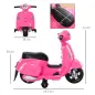 Moto Eléctrica Vespa para Niños de 18-36 Meses Moto de Batería 6V con Faro Bocina y 4 Ruedas 66,5x38x52 cm Rosa
