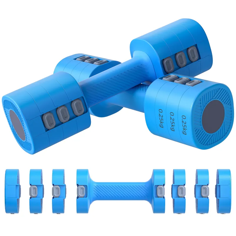 Juego de Mancuernas Ajustables 4 en 1 de 1/1,5/2/2,5 kg con Mangos Antideslizantes y Diseño Cuadrado para Casa Gimnasio