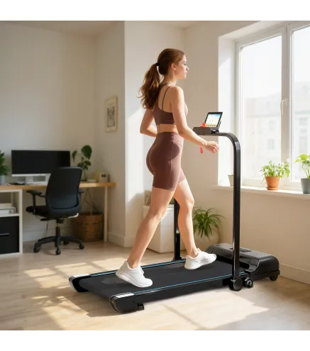 Cinta de Correr Cinta de Andar Plegable 2,5 HP con Pantalla LED Velocidad Ajustable Max. 10 km/h Control Remoto Negro