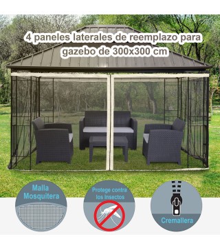 4 Paneles Laterales de Mosquitera para Carpa