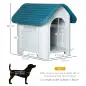 Caseta para Perros Mini para Uso Interior y Exterior con respiraderos Estilo Cabaña Resistente 59x75x66 cm Azul y Gris