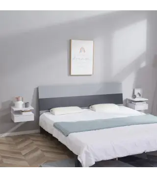 Juego de 2 Mesitas de Noche Flotantes, Mesillas de Noche Dormitorio con Cajón, Estante Abierto, Ahorra Espacio, Diseño M