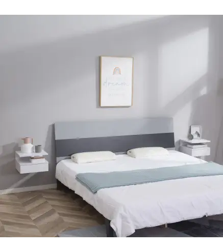 Juego de 2 Mesitas de Noche Flotantes, Mesillas de Noche Dormitorio con Cajón, Estante Abierto, Ahorra Espacio, Diseño M