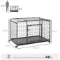 Jaula para Perros Plegable de Metal Jaula para Perros Grandes 125x76x81 cm con Ruedas y Frenos Bandeja Extraíble y Puerta con Pe
