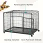 Jaula para Perros Plegable de Metal Jaula para Perros Grandes 125x76x81 cm con Ruedas y Frenos Bandeja Extraíble y Puerta con Pe