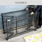 Jaula para Perros Plegable de Metal Jaula para Perros Grandes 125x76x81 cm con Ruedas y Frenos Bandeja Extraíble y Puerta con Pe