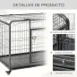 Jaula para Perros Plegable de Metal Jaula para Perros Grandes 125x76x81 cm con Ruedas y Frenos Bandeja Extraíble y Puerta con Pe