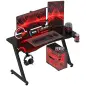 Mesa Gaming 120x65x74,5 cm Escritorio Ergonómico Gaming desk para Computadora PC con Portavasos Gancho para Auriculares y Pies A