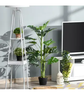 Planta Artificial 100 cm Monstera Artificial Árbol Artificial con 21 Hojas y Maceta para Decoración Hogar Oficina Salón Verde