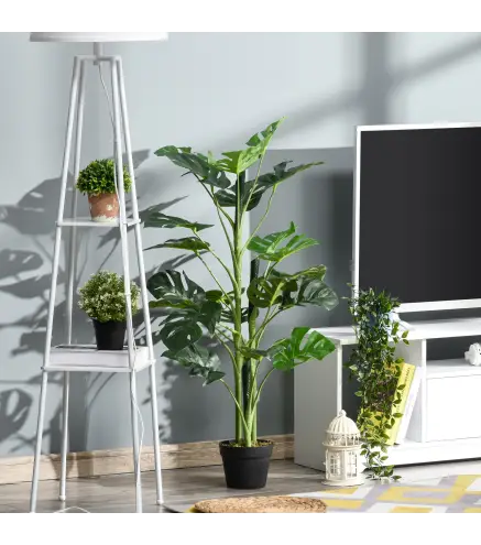 Planta Artificial 100 cm Monstera Artificial Árbol Artificial con 21 Hojas y Maceta para Decoración Hogar Oficina Salón