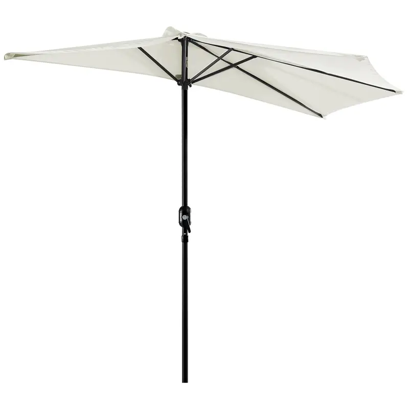 Sombrilla 269x138x236 cm Parasol de Jardín con Manivela y Forma Semicircular Tela Poliéster 180 g/m² para Exterior Terraza Patio
