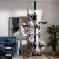 Árbol para Gatos de Suelo a Techo de 240-260 cm con Altura Ajustable Múltiples Plataformas Cuevas Cestos y Rampas Gris