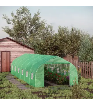 Invernadero de Exterior Invernadero de Túnel 8x3x2 m Invernadero de Jardín con 12 Ventanas y Puerta Enrollable para Cultivo Plan