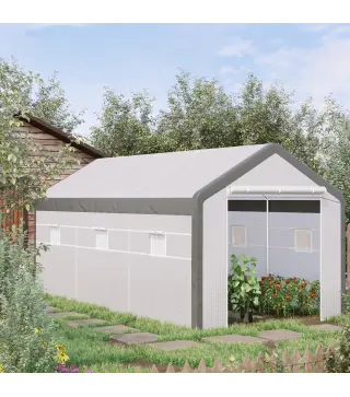 Invernadero de Jardín 600x300x280 cm Invernadero de Túnel para Cultivo de Plantas Verduras con 2 Puertas 6 Ventanas Enrollables