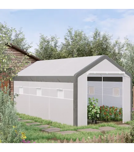 Invernadero de Jardín 600x300x280 cm Invernadero de Túnel para Cultivo de Plantas Verduras con 2 Puertas 6 Ventanas Enrollables