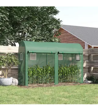 Invernadero de Exterior 300x100x200 cm Invernadero de Jardín Invernadero con 4 Ventanas 2 Puertas Cubierta de PE 140g/㎡ y Marco