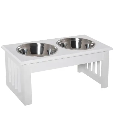 Comedero Elevado para Perros con Soporte y 2 Cuencos Extraíbles de Acero Inoxidable Alimentador para Mascotas Alimento y Agua 44