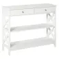Mesa Consola de Entrada Recibidor con 2 Cajones y 2 Estantes Inferiores Mueble Moderno Base Elevada Antivuelco 100x30,5x80 cm Bl