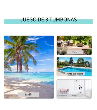 Juego de 2 Tumbonas y Mesa de Jardín