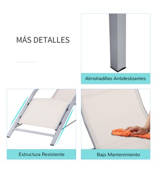 Juego de 2 Tumbonas y Mesa de Jardín