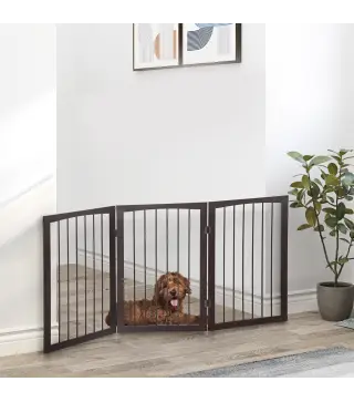 Barrera de Seguridad Plegable de 3 Paneles 160x76 cm Rejilla de Protección para Perros Pequeños para Puertas Escaleras Pasillos